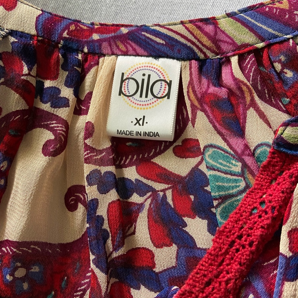 D- Multicolor Floral Paisley Boho Blouse View 2